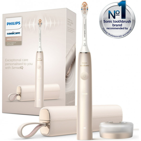Звуковая зубная щетка Philips Sonicare 9900 Prestige HX9992, золотистое шампанское в Тюмени