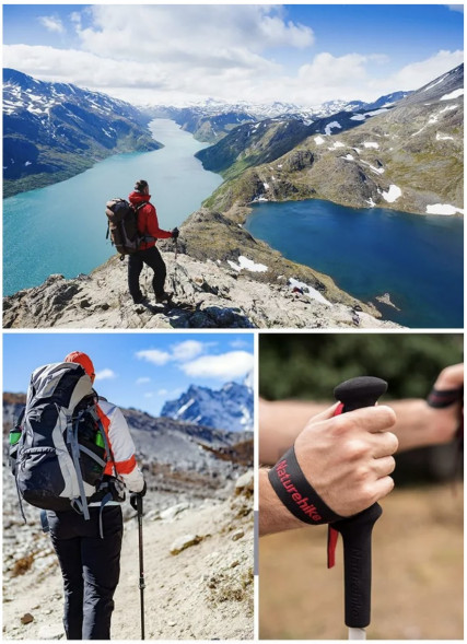 Треккинговая палка Naturehike 135 см, 1шт., серый/зеленый в Тюмени