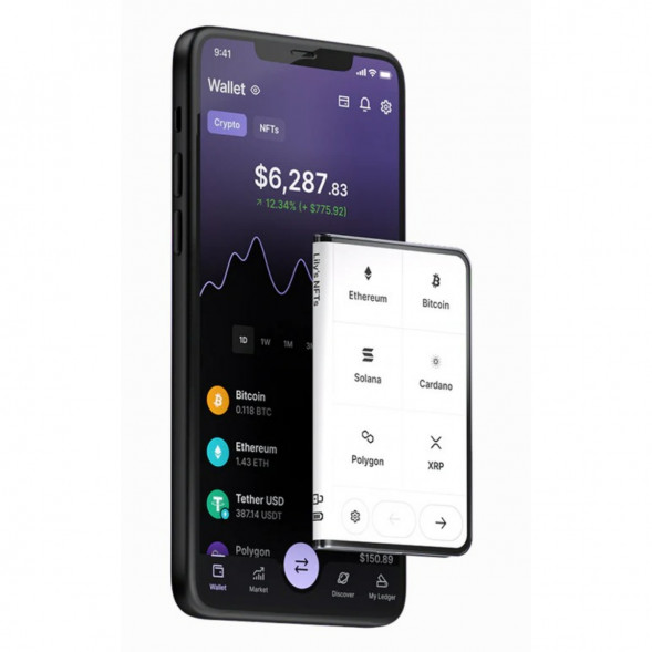 Аппаратный холодный криптокошелек Ledger Stax c чехлом Magnet Shell Black + Recovery Key в Тюмени
