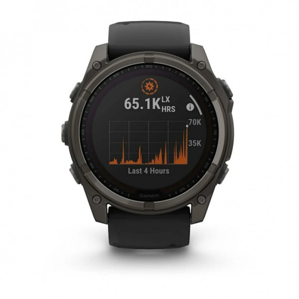 Умные часы Garmin Fenix 8, 51 мм, Solar, Sapphire Carbon Gray DLC Titanium with Black/Pebble Gray Silicone 010-02907-10 в Тюмени