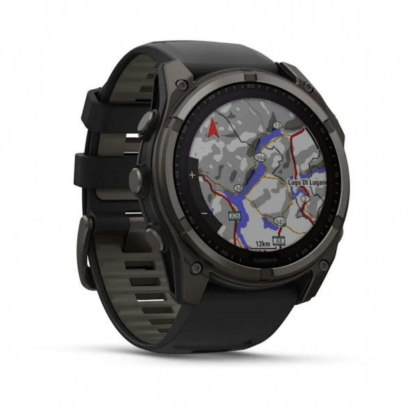 Умные часы Garmin Fenix 8, 51 мм, Solar, Sapphire Carbon Gray DLC Titanium with Black/Pebble Gray Silicone 010-02907-10 в Тюмени