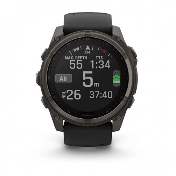 Умные часы Garmin Fenix 8, 51 мм, Solar, Sapphire Carbon Gray DLC Titanium with Black/Pebble Gray Silicone 010-02907-10 в Тюмени