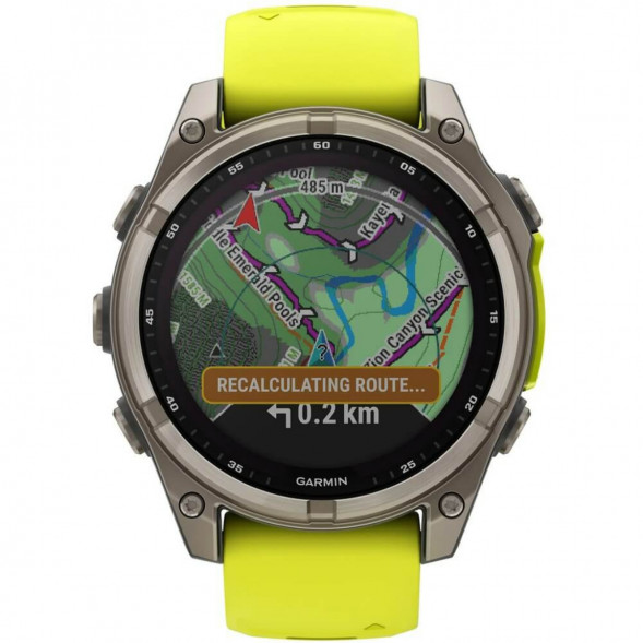 Умные часы Garmin Fenix 8, 51 мм, Solar, Sapphire Titanium with AMP Yellow/Graphite Silicone Band 010-02907-20 в Тюмени