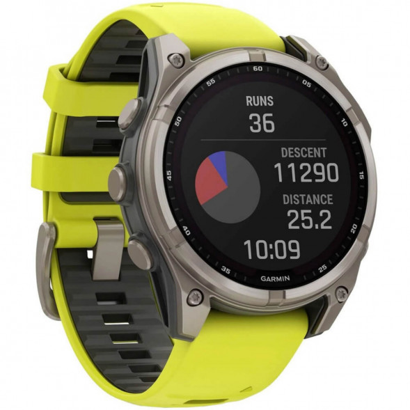 Умные часы Garmin Fenix 8, 51 мм, Solar, Sapphire Titanium with AMP Yellow/Graphite Silicone Band 010-02907-20 в Тюмени