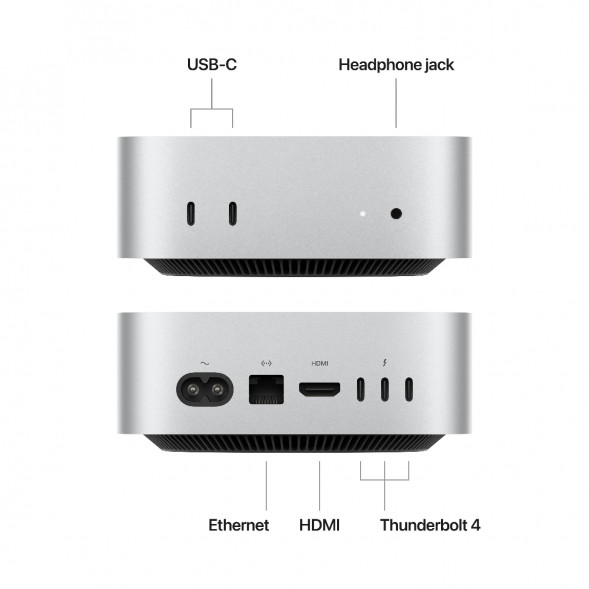 Компьютер Apple Mac mini M4 2024 (MU9E3) (10 Core GPU, 16ГБ, 512ГБ SSD, Apple, macOS), серебристый в Тюмени
